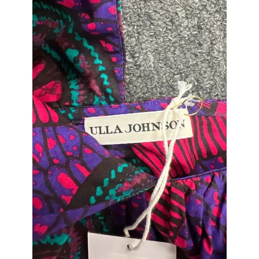 NWT Ulla Johnson IMOGEN Purple Print Ruffle Asymmetrical Midi Dress Size… - Picture 14 of 16